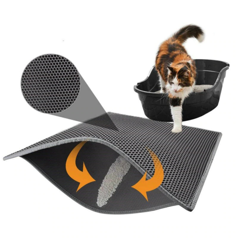 Gorilla Grip Honeycomb Cat Mat, Traps Litter, Two Layer Trapping Kitty Mats,  Less Waste, Soft On Paws, Indoor Box Supplies and Essentials, Feeding Trap,  Water R…