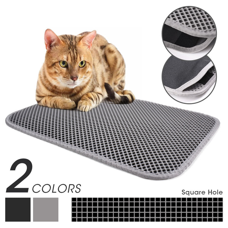 Gorilla Grip Honeycomb Cat Mat, Traps Litter, Two Layer Trapping Kitty Mats,  Less Waste, Soft On Paws, Indoor Box Supplies and Essentials, Feeding Trap,  Water R…