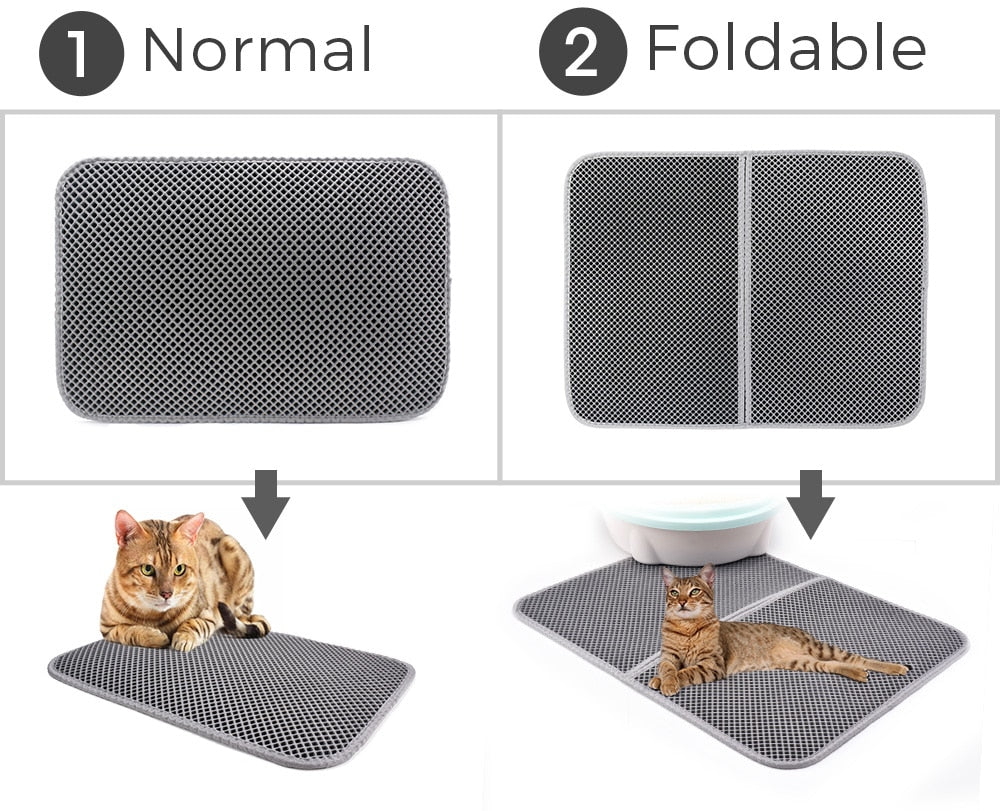 Gorilla Grip Honeycomb Cat Mat, Traps Litter, Two Layer Trapping Kitty Mats,  Less Waste, Soft On Paws, Indoor Box Supplies and Essentials, Feeding Trap,  Water Resistant on Floors, 30x24 Light Blue 